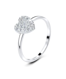 Heart-Shaped CZ Silver Ring NSR-2737